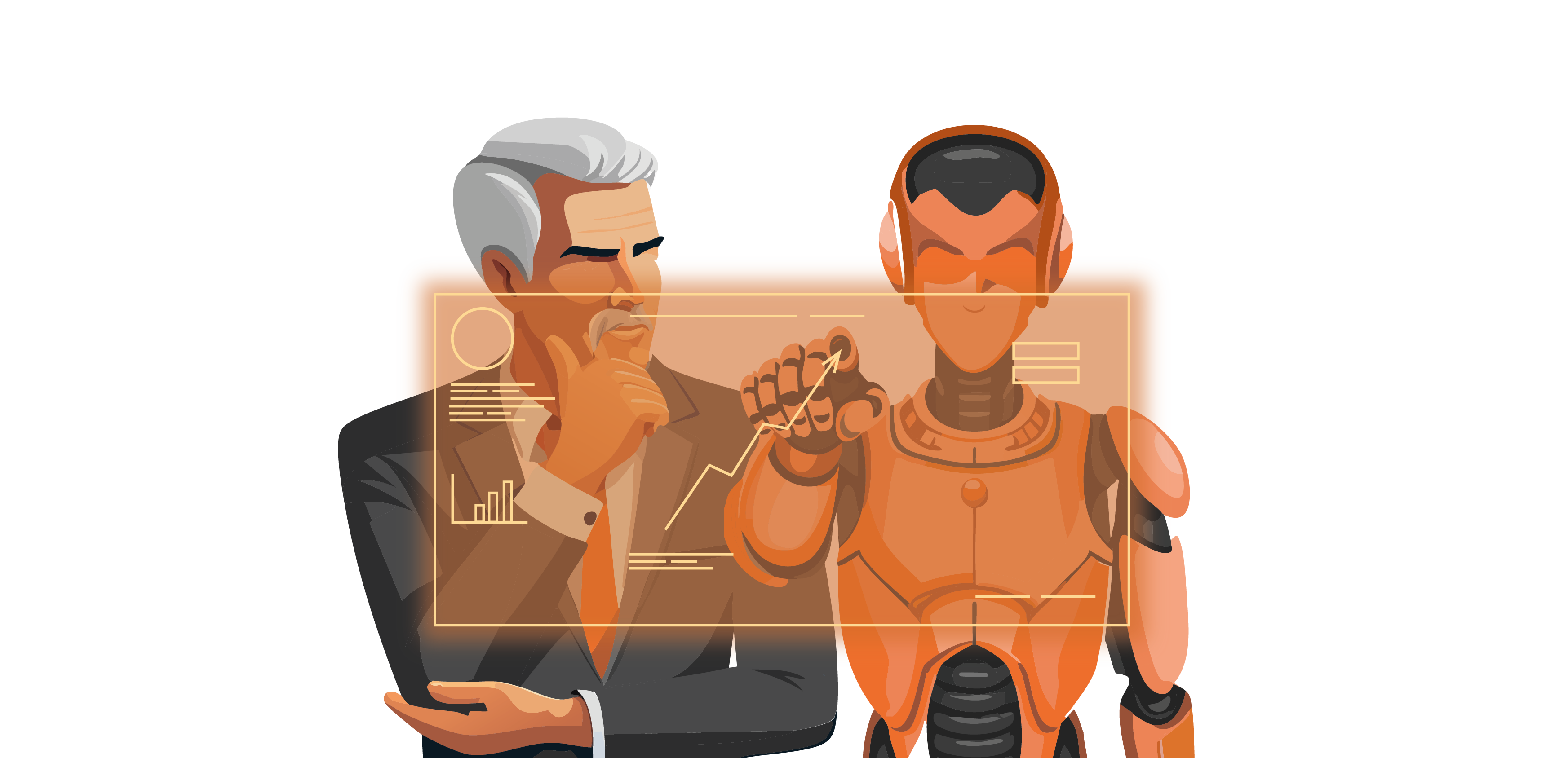 KI-Assistent Dashboard - Mensch und Roboter arbeiten zusammen